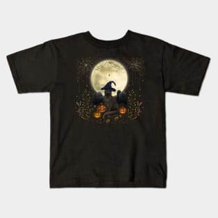 The Black Cat on Halloween Night Kids T-Shirt